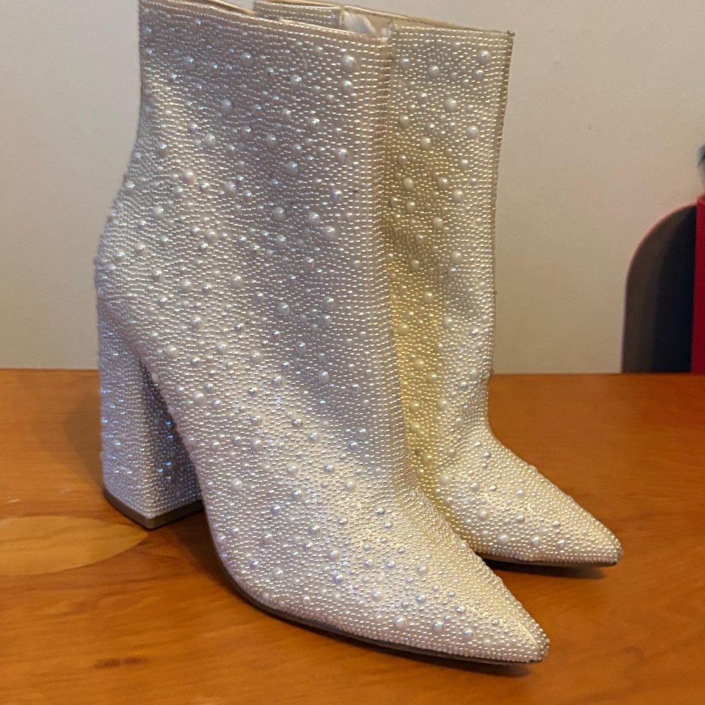 Steve Madden Pearl Embellished Ankle Boots